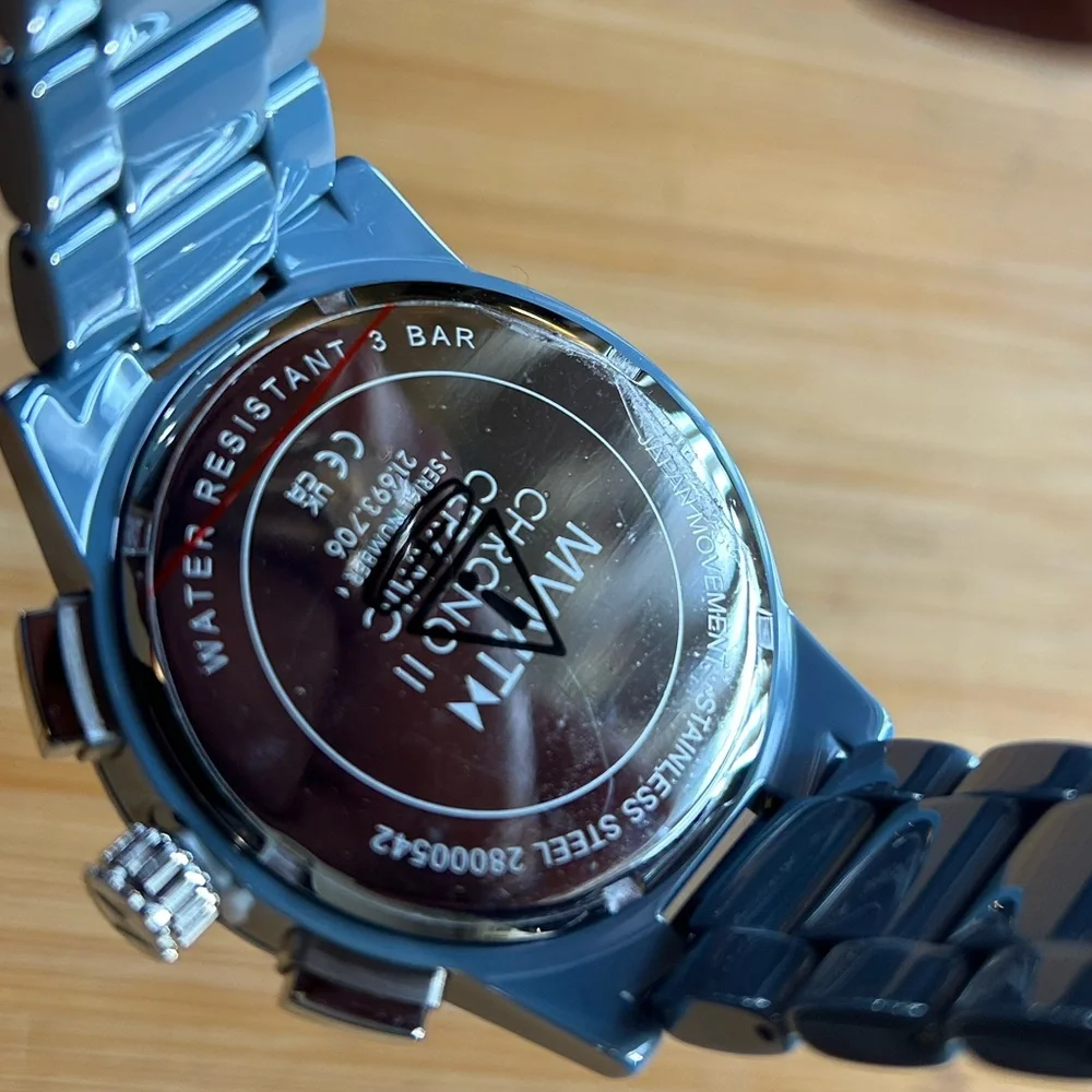 MVMT Ceramic Watch With 44mm Blue Chronograph Face & Blue Ceramic Bracelet